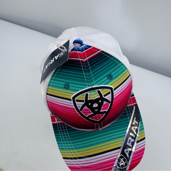 Ariat Aztec Multicolor Baseball Hat Mesh Cap Adjustable Snapback Embroidered New - Picture 3 of 9